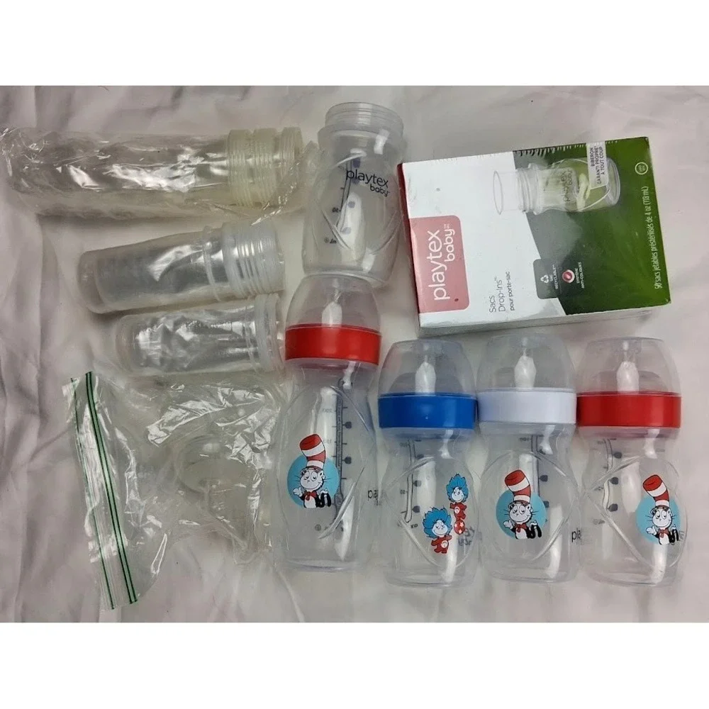 Playtex Dr. Seuss Baby Anti-Colic Nurser Drop In Bottles Lot‎ Liners Unisex 4 8